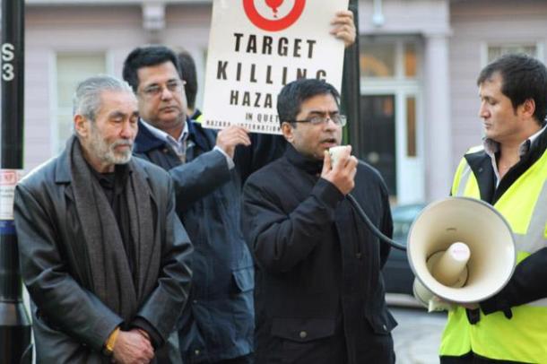 Dr Saleem Danish (MQM), addressing the protesters